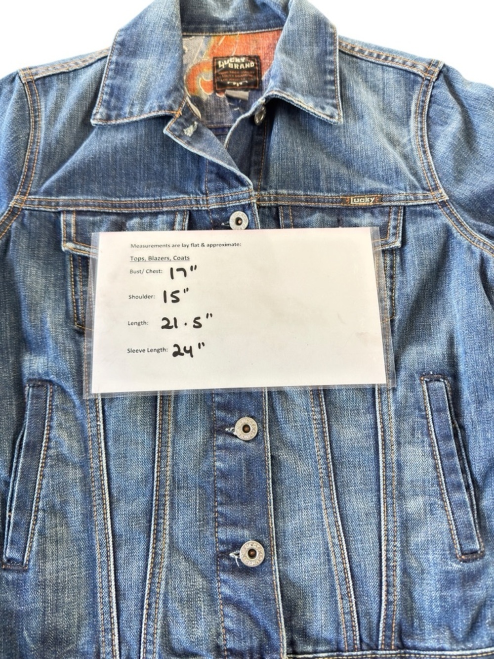 Lucky Brand Denim Trucker Jacket XS Vintage Wash Jean Jacket Classic Fitted - Picture 11 of 13